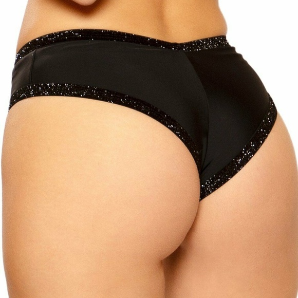 J Valentine FF271 Black Glitter Booty Shorts L/XL - Picture 3 of 5